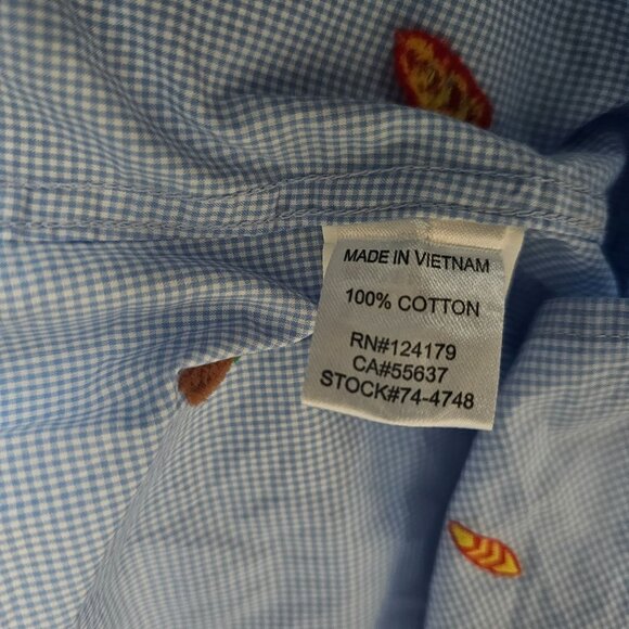 Johnston & Murphy Men's Light Blue Embroidered Short Sleeve Summer Shirt Size XL - Picture 7 of 9